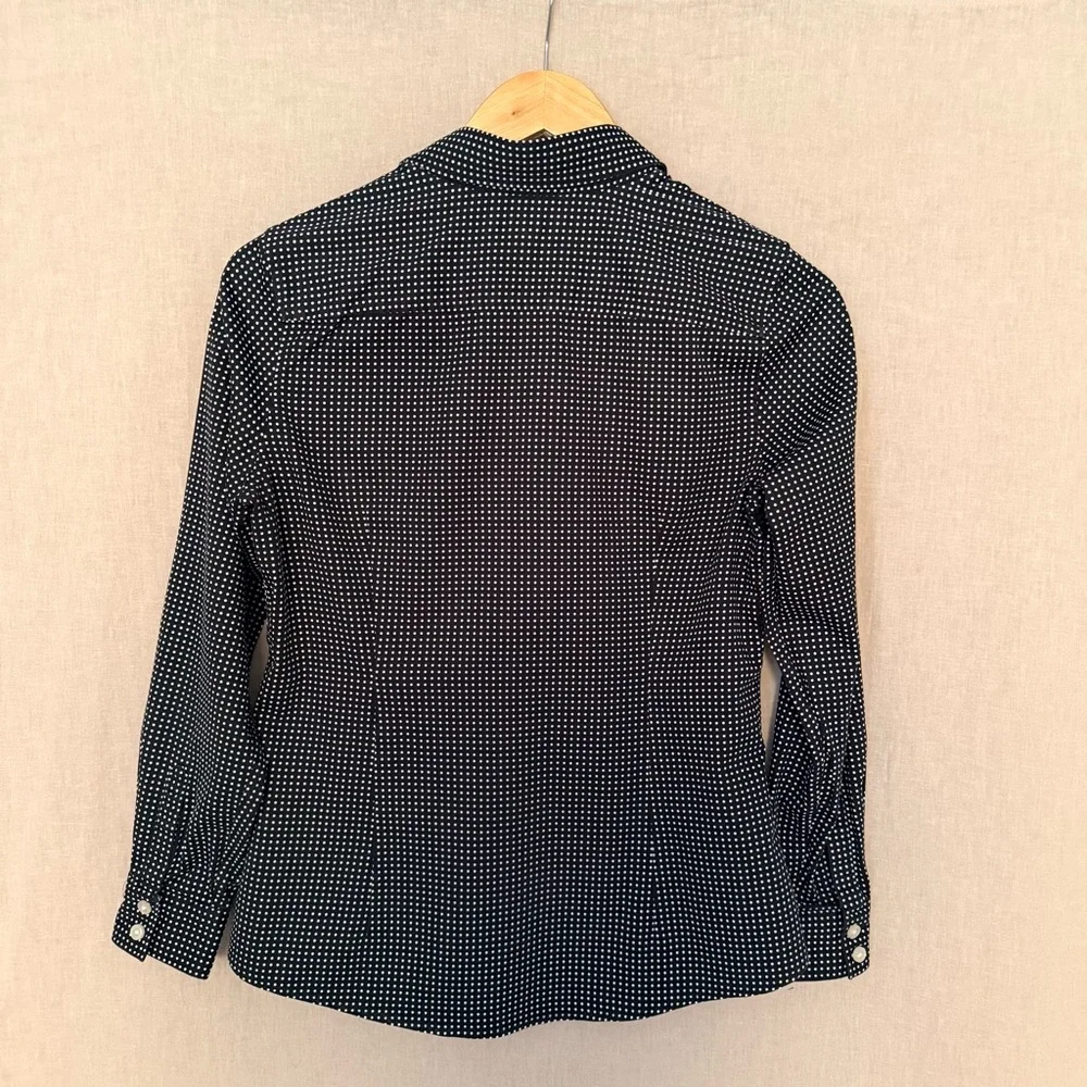 Banana Republic No-Iron Fitted Shirt | Black Polka Dot Button-Up - Picture 8 of 16